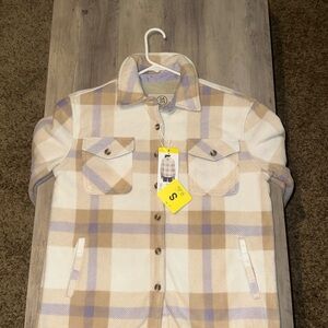 Plaid Women's Jacket in Cream and Purple